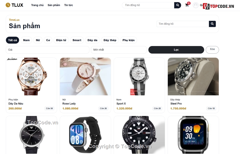Website bán hàng,Web bán hàng,Web đồng hồ